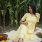 Yellow Jamdani Cotton ankle length Dress S to 6XL 