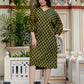 Anvitha Green Ajrakh Work Cotton Midi Dress