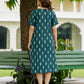 Artisanal Ikat fabric green midi dress for women, breathable cotton