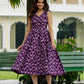 Boho-chic purple ikkat dress for holiday wear, lightweight cotton handmade clothing