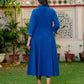 Darzaania Blue Embroidered Handloomed Cotton Dress