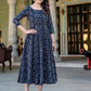 Darzaania Noor Kantha Work Block Print Pure Cotton Dress