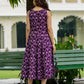 Elegant purple ikkat cotton dress for smart casuals, all-day comfort, available in S to 6XL