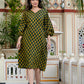 Anvitha Green Ajrakh Work Cotton Midi Dress