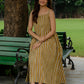 Darzaania mustard striped cotton strap dress, size inclusive