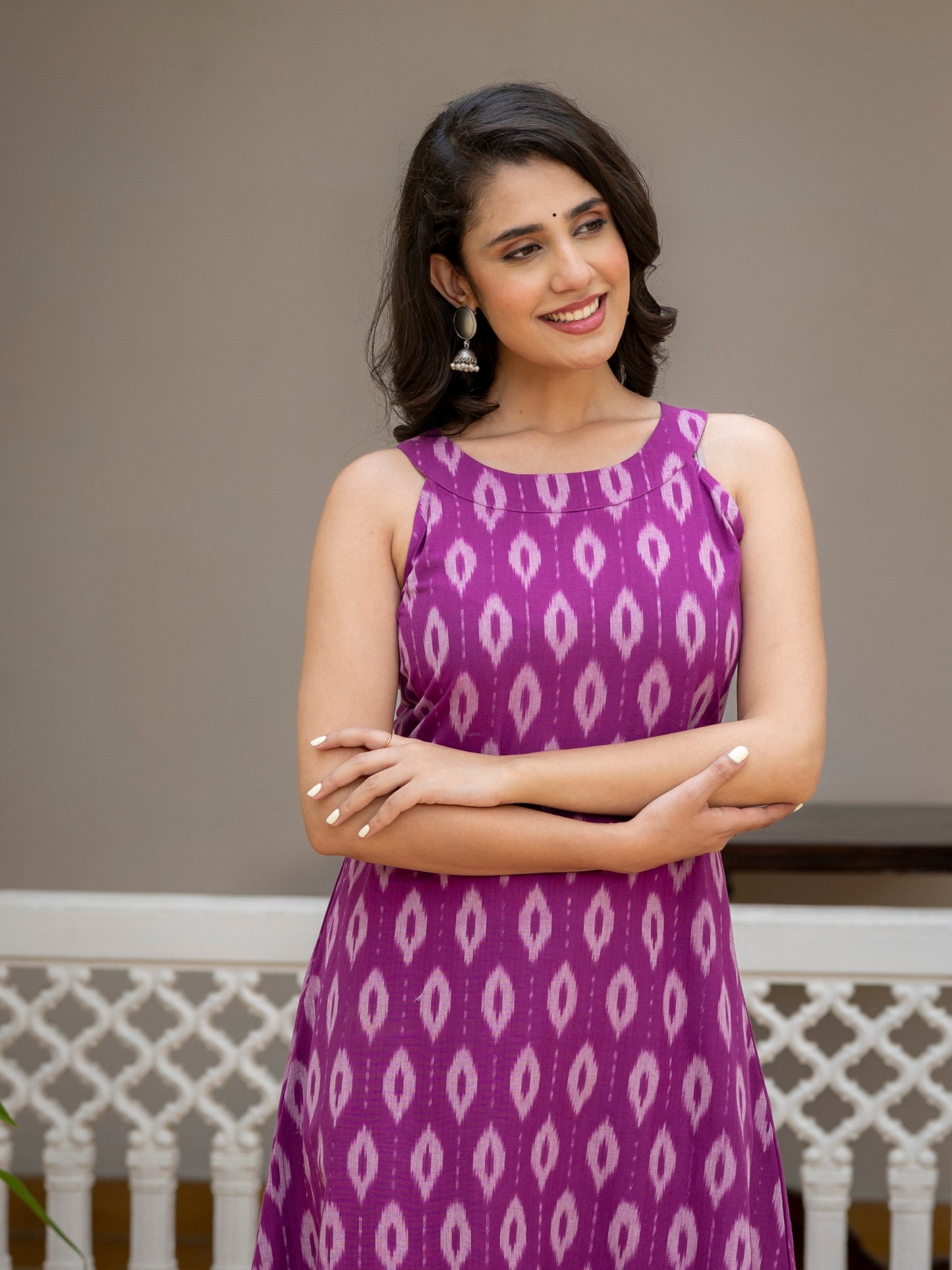 Darzaania Orchid Weave co-ord set showcasing handcrafted Ikat motifs