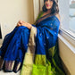 Maheshwari Blue color Festival Edition Saree