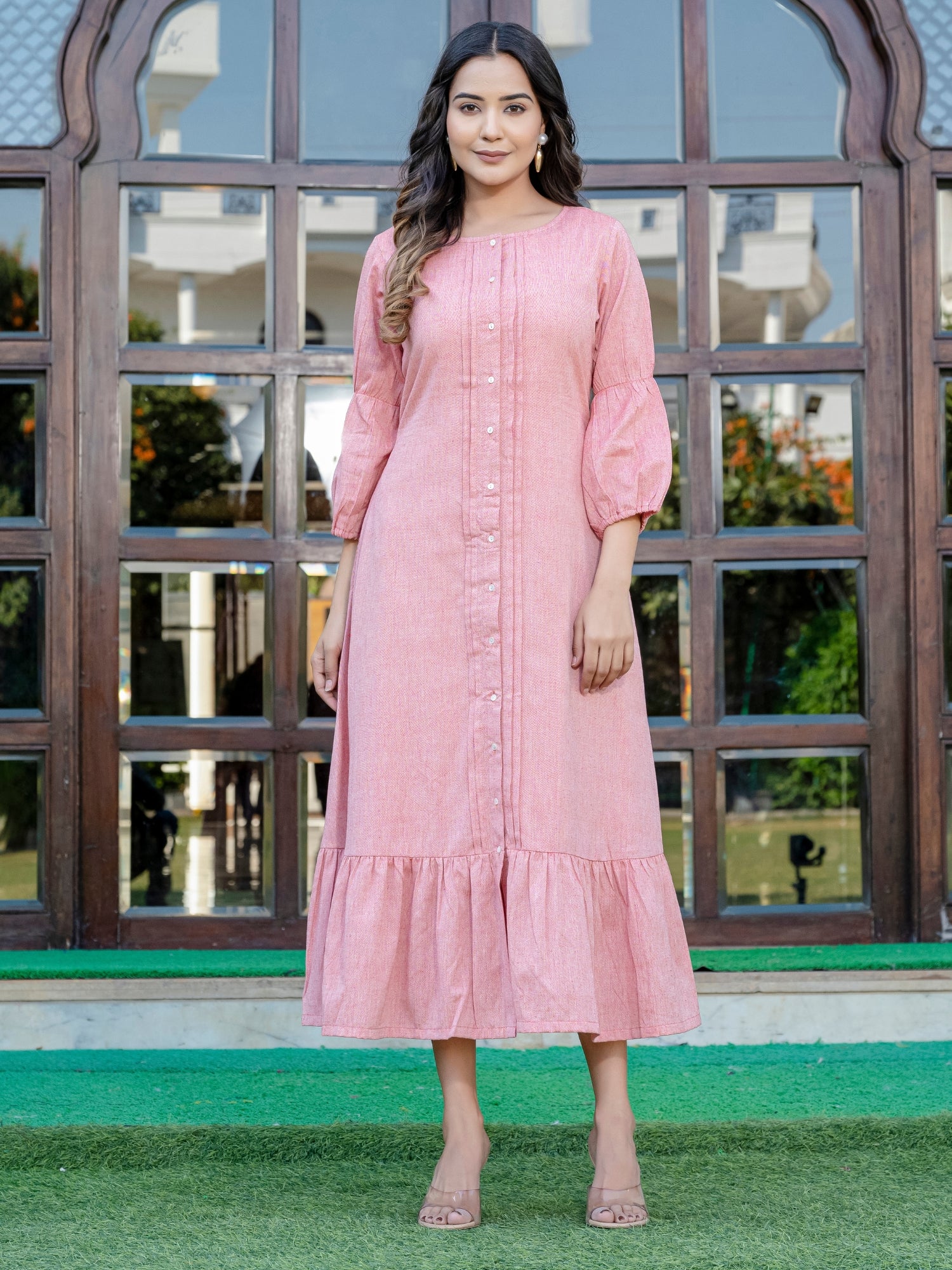 Buy Peach Pink Color A Line Dresses for Women