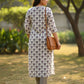 Handcrafted ajrakh cotton kurti in taupe and off white for women