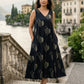 Black cotton block print dress front