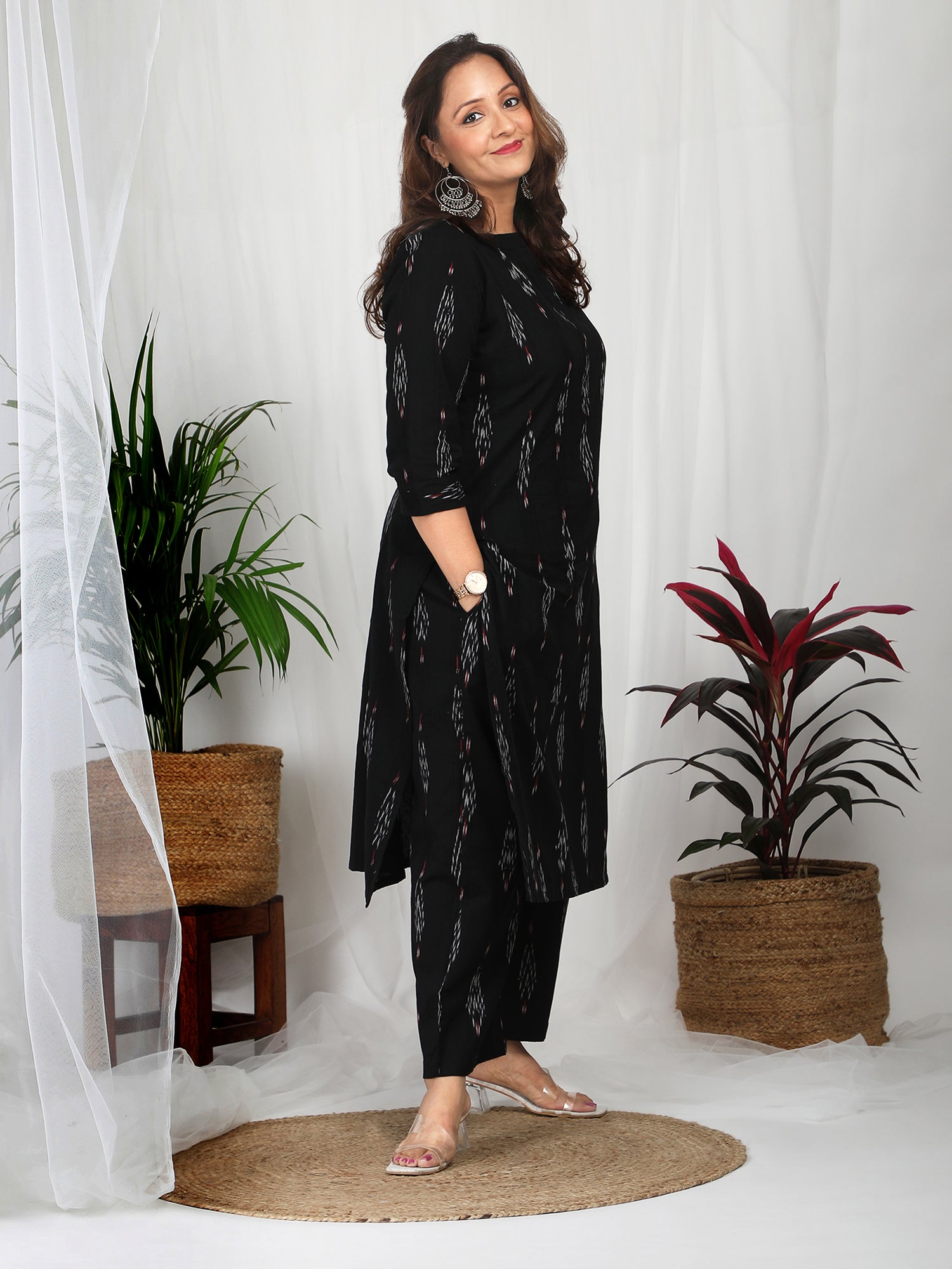 Black ikkat cotton Co-ord set online