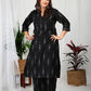 Ikkat Cotton Co-ord set in Black color by Darzaania