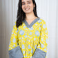 Floral yellow kurti set in pure cotton