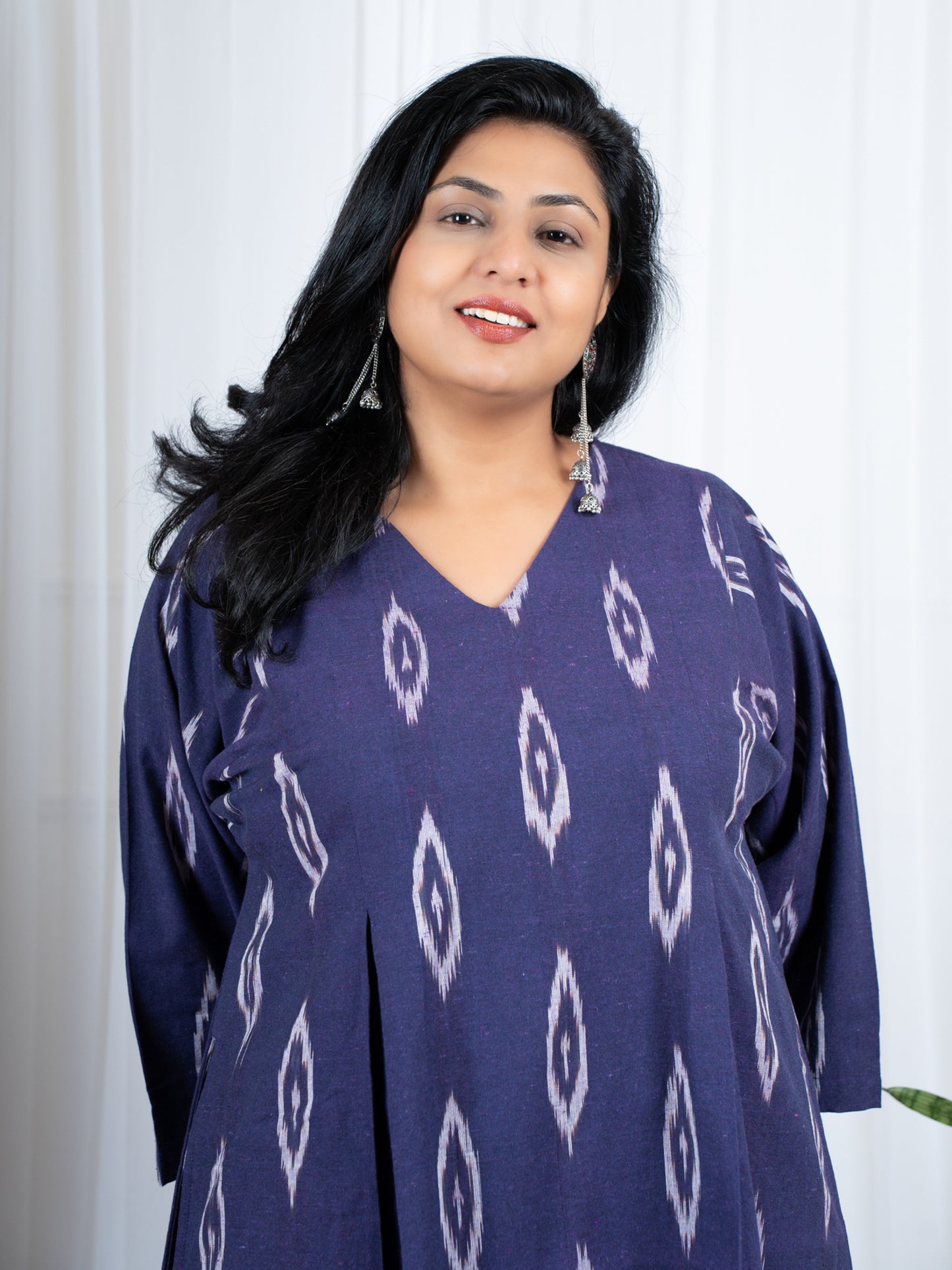 Purple Ikat cotton kurta kurti sets