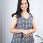 Grey Ikat Work Wear Sleeveless dressfor women
