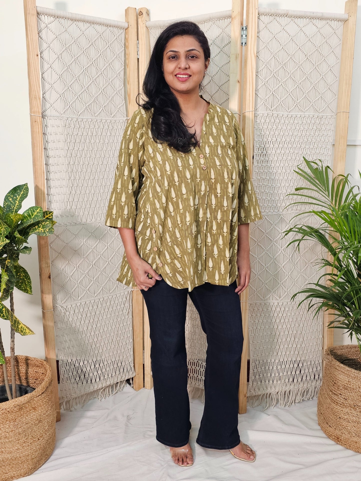 Handblocked Dabu cotton top