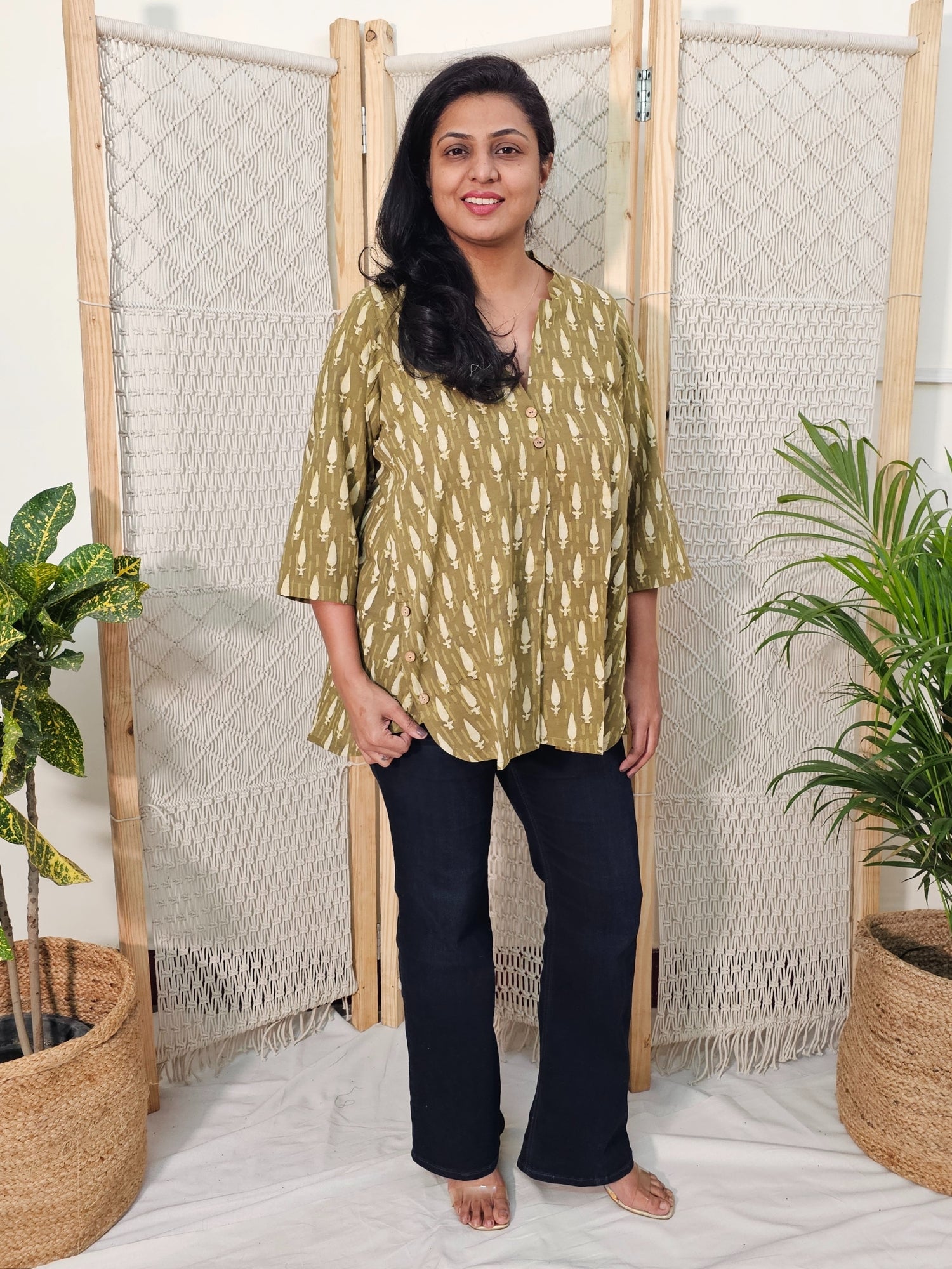 Handblocked Dabu cotton top