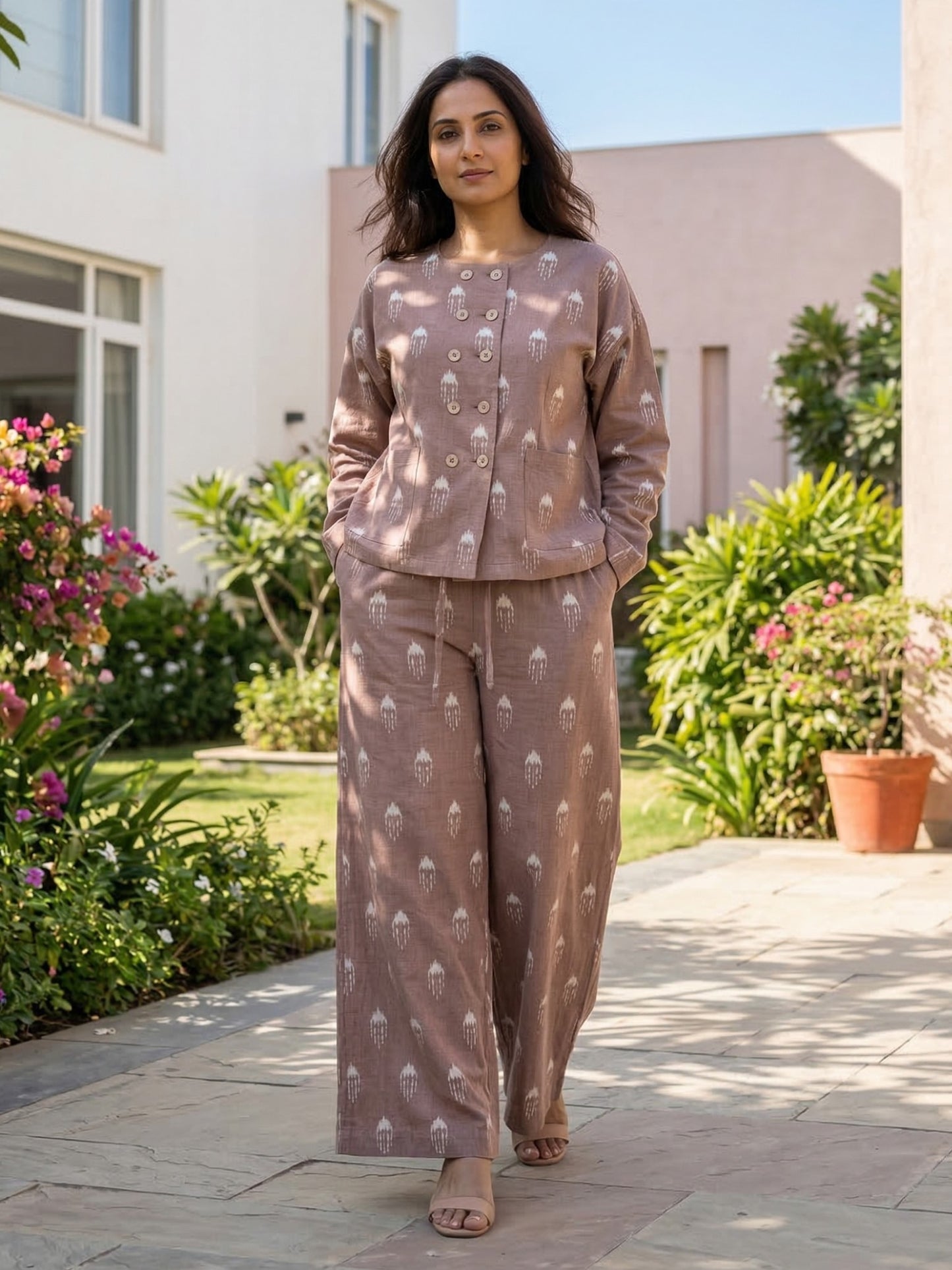 Handloom cotton co-ord set for women India relaxed fit cotton coord set everyday wear