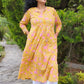 yellow block print cotton kurta 