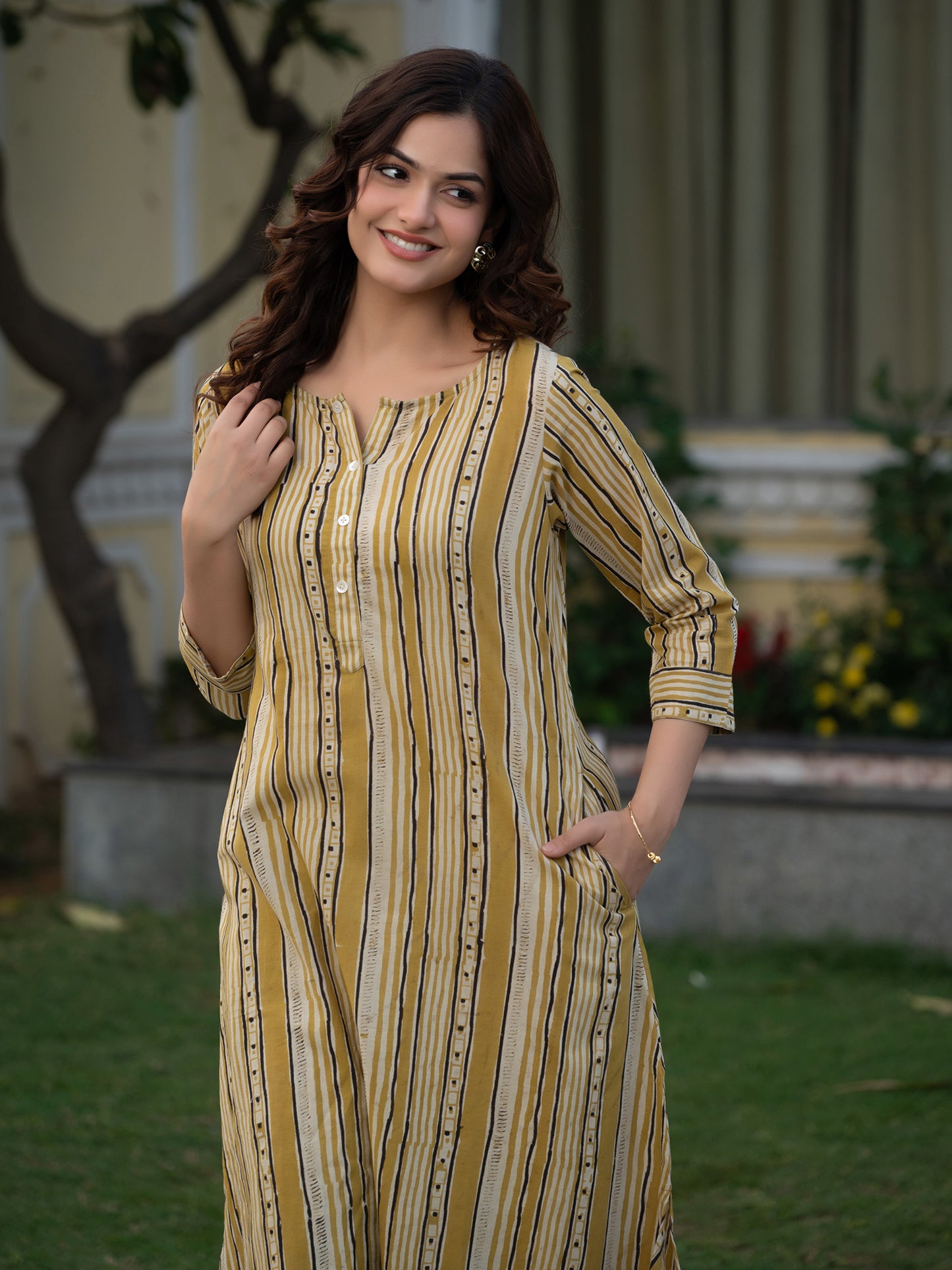 Oryn Striped Ajrakh Cotton Co-ord Set