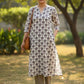 lilac ajrakh block print cotton kurta for women in earthy tones
