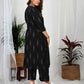S to 6XL black ikkat cotton kurti with pants