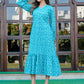Teal Blue Ikat Cotton Dress