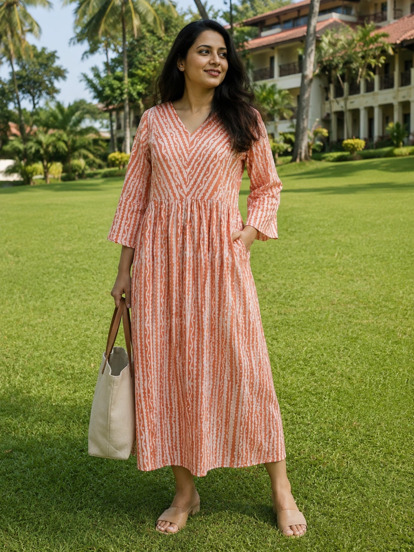Neroli Batik Work Handblocked Cool Cotton Dress