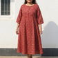 Brick Red Ikat Cotton Dress by Darzaania