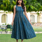 Darzaania Siya Ajrakh Work Cotton Sleeveless Dress