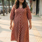 Red striped cotton dress for women