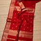 Maheshwari cotton Silk Red Color Saree with Zari border