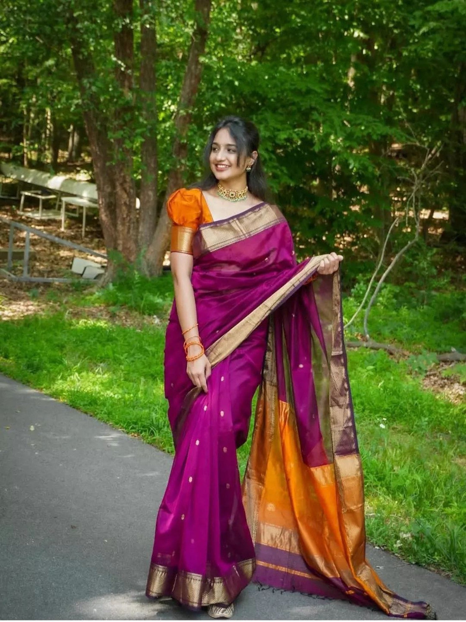 Maheshwari handmade heavy Rose Buta Pallu Saree