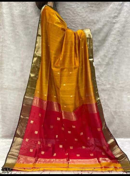 Maheshwari Orange color Festival Edition Saree
