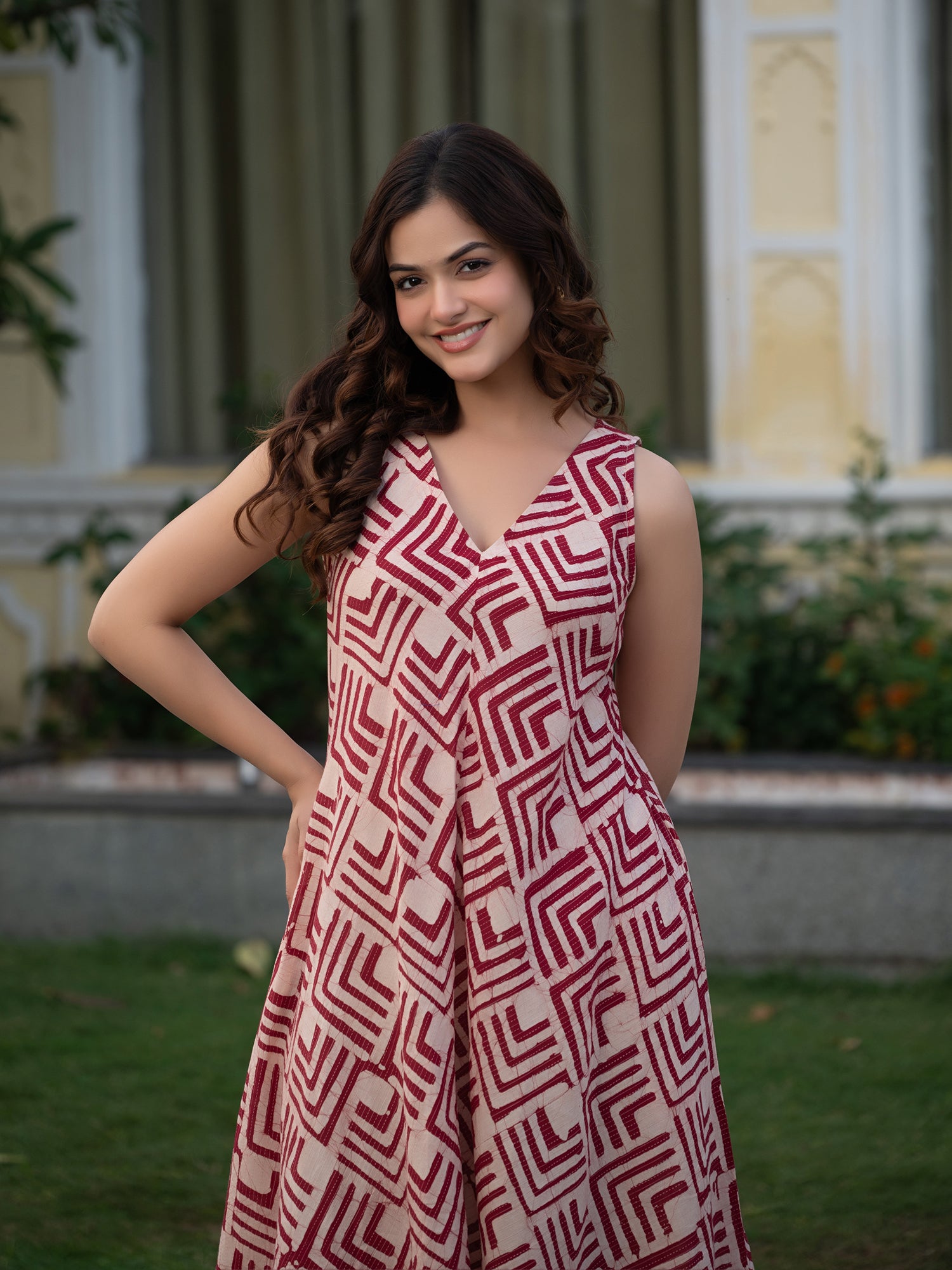 Batik kantha work dress in pure cotton