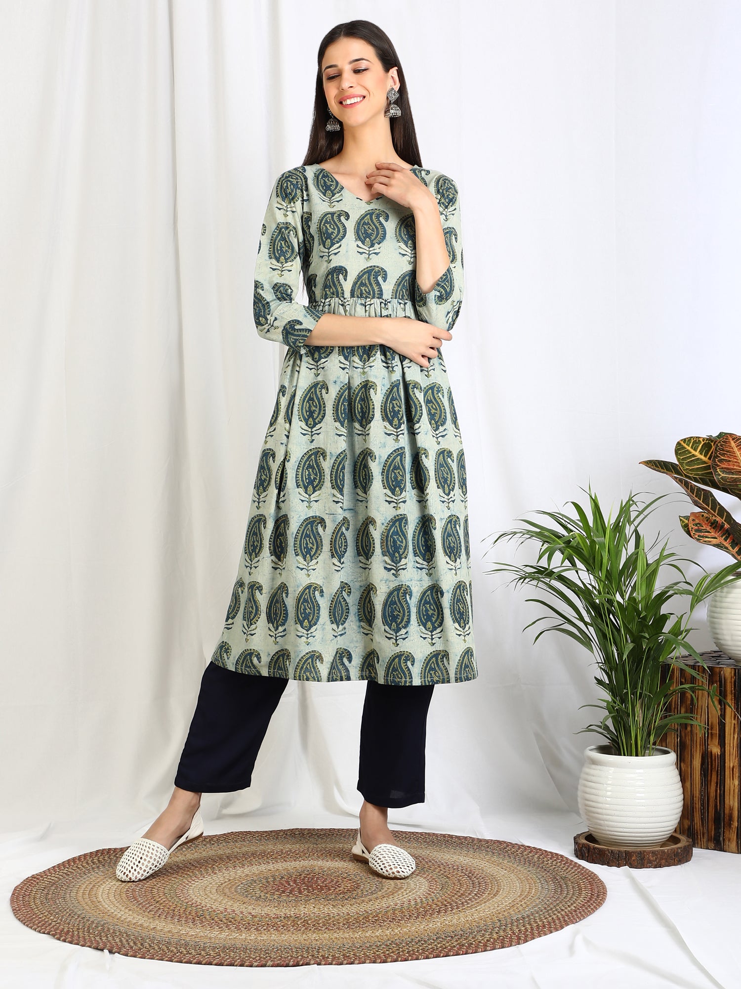 Darzaania Block Print Paisley Kurtis online