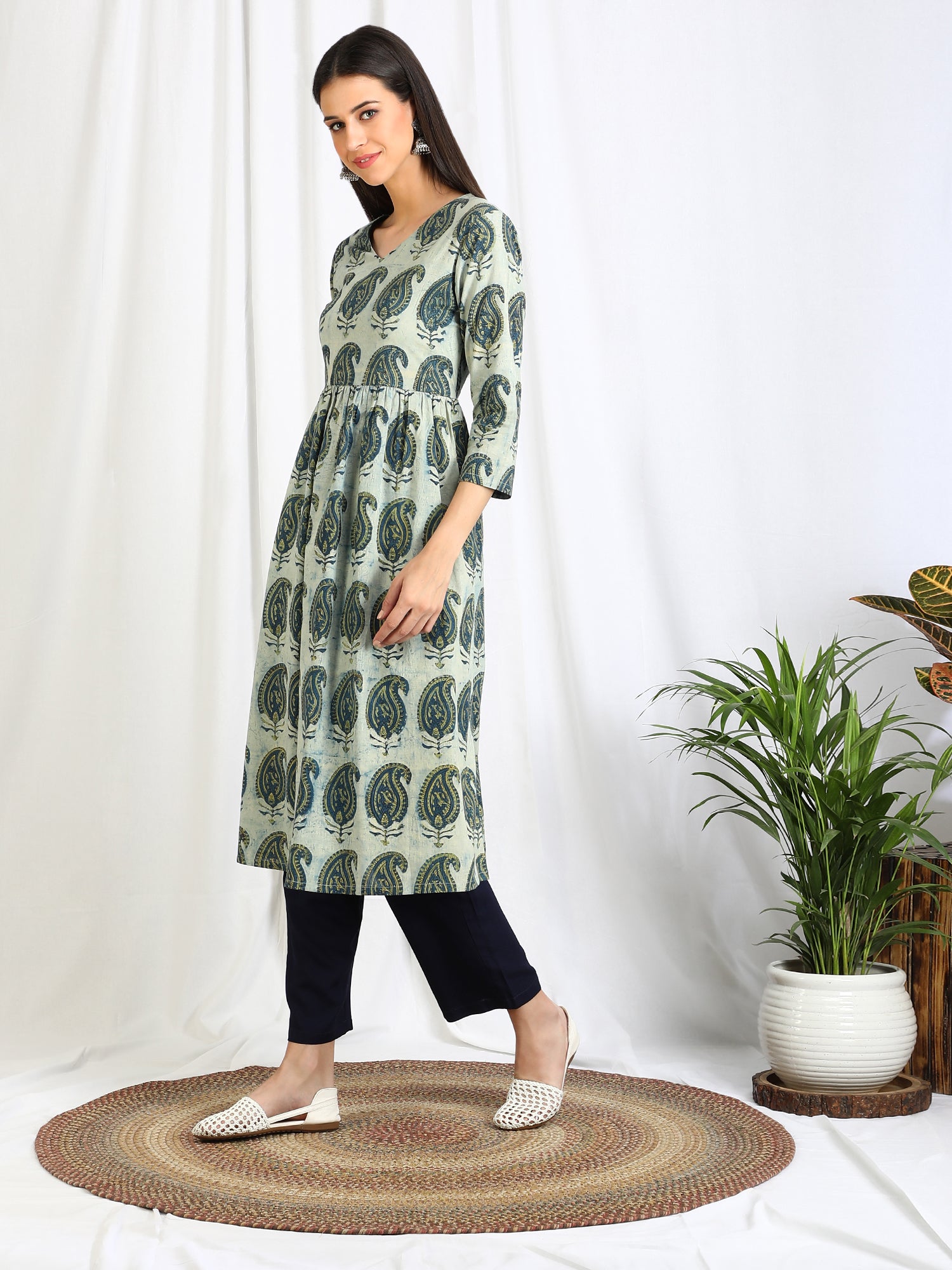 Block Print Paisley Cotton Kurti 