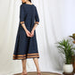 Navy Blue Ikkat Cotton Dress 