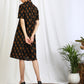 black ikkat cotton midi dress for women 
