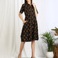 black ikat cotton midi dress for women 