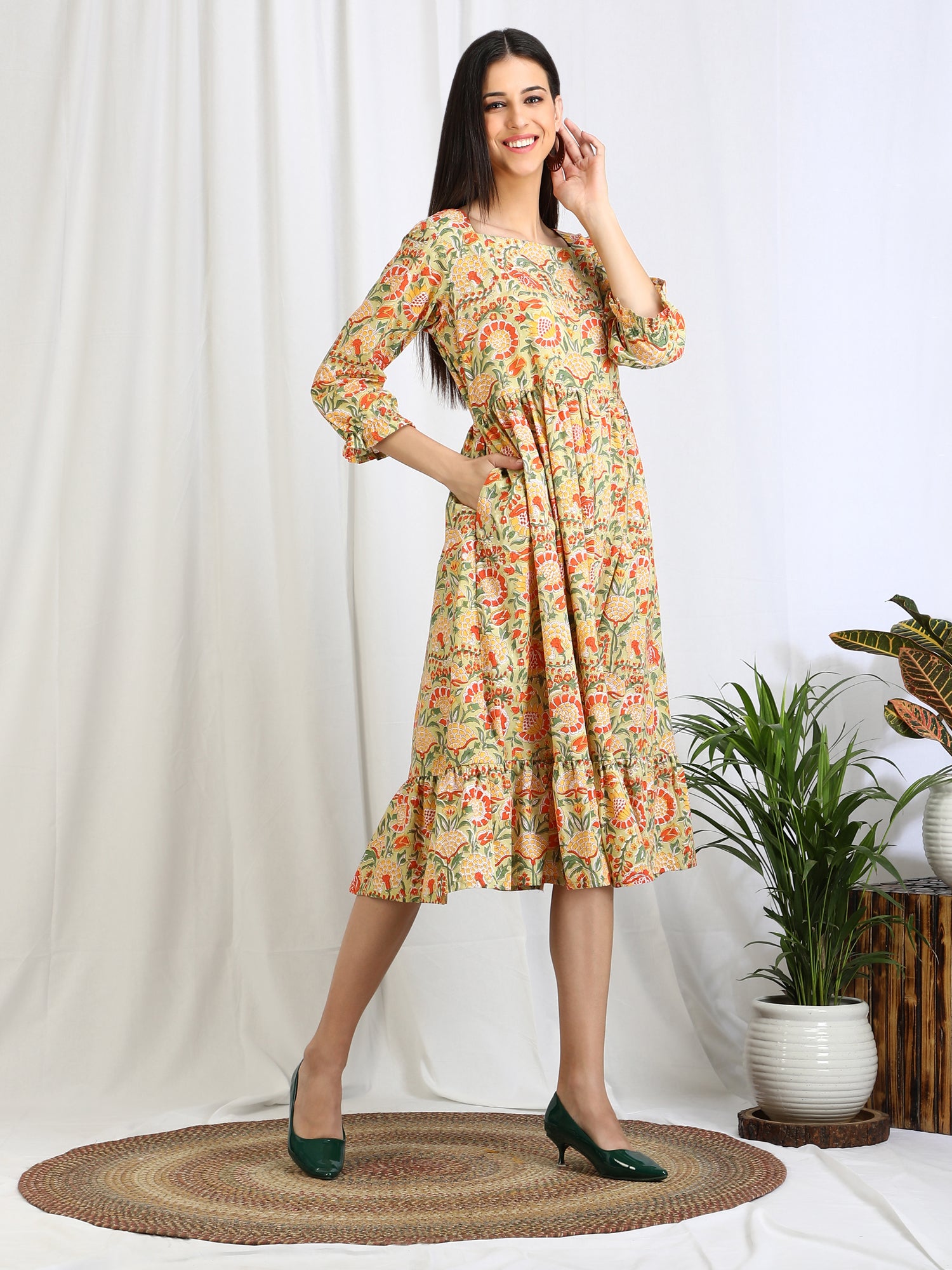 Yellow Cotton Dress for women
