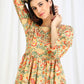 Yellow Floral Cotton Dress for Women