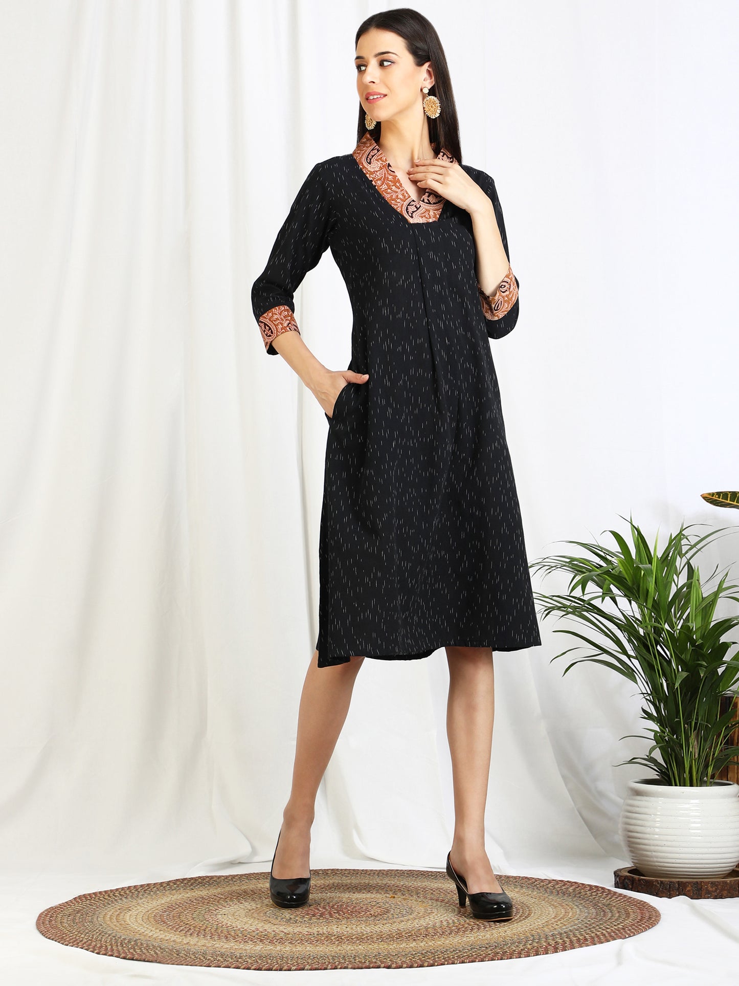 Black Ikat Dress for Women
