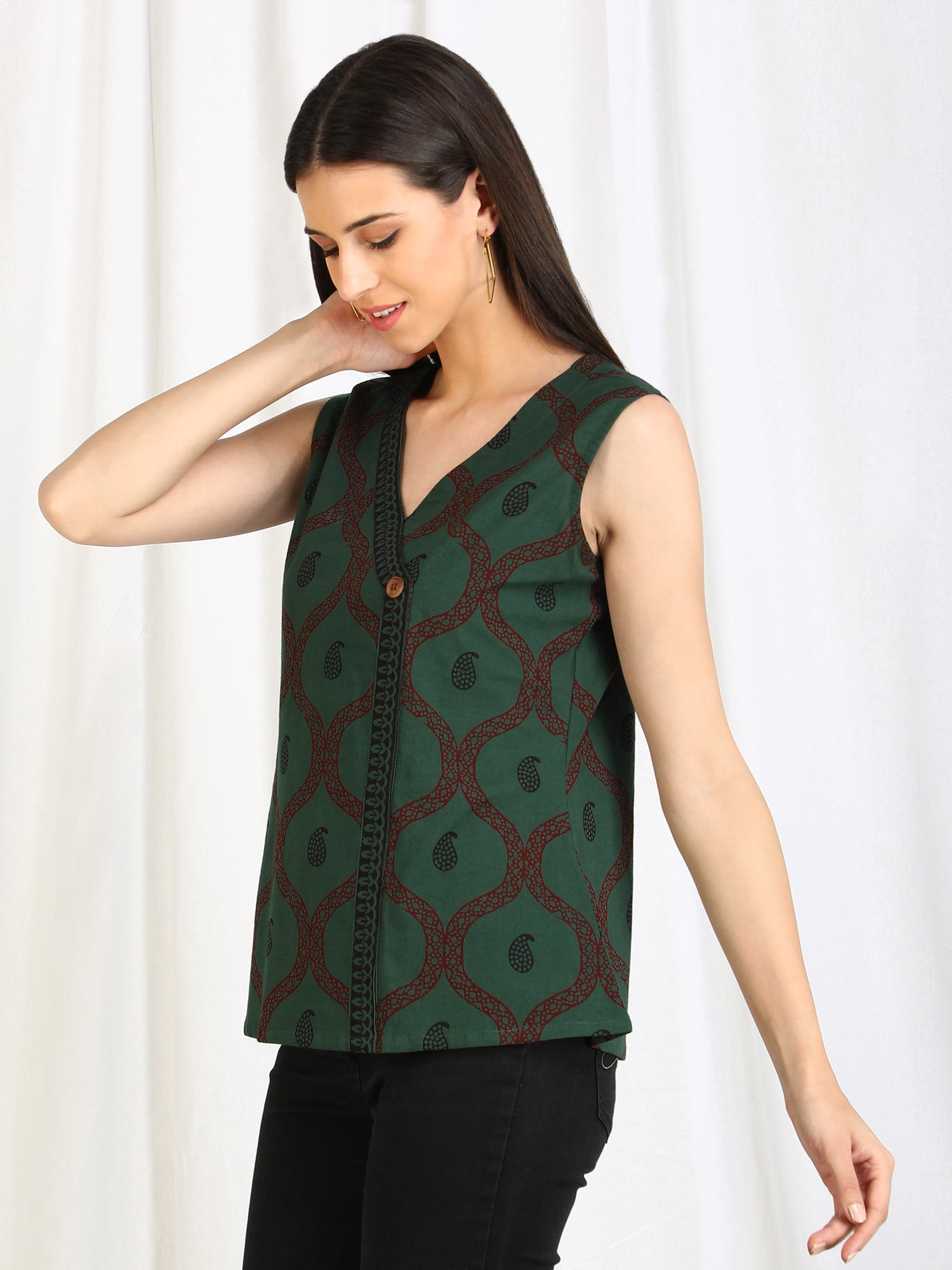 Green cotton top online