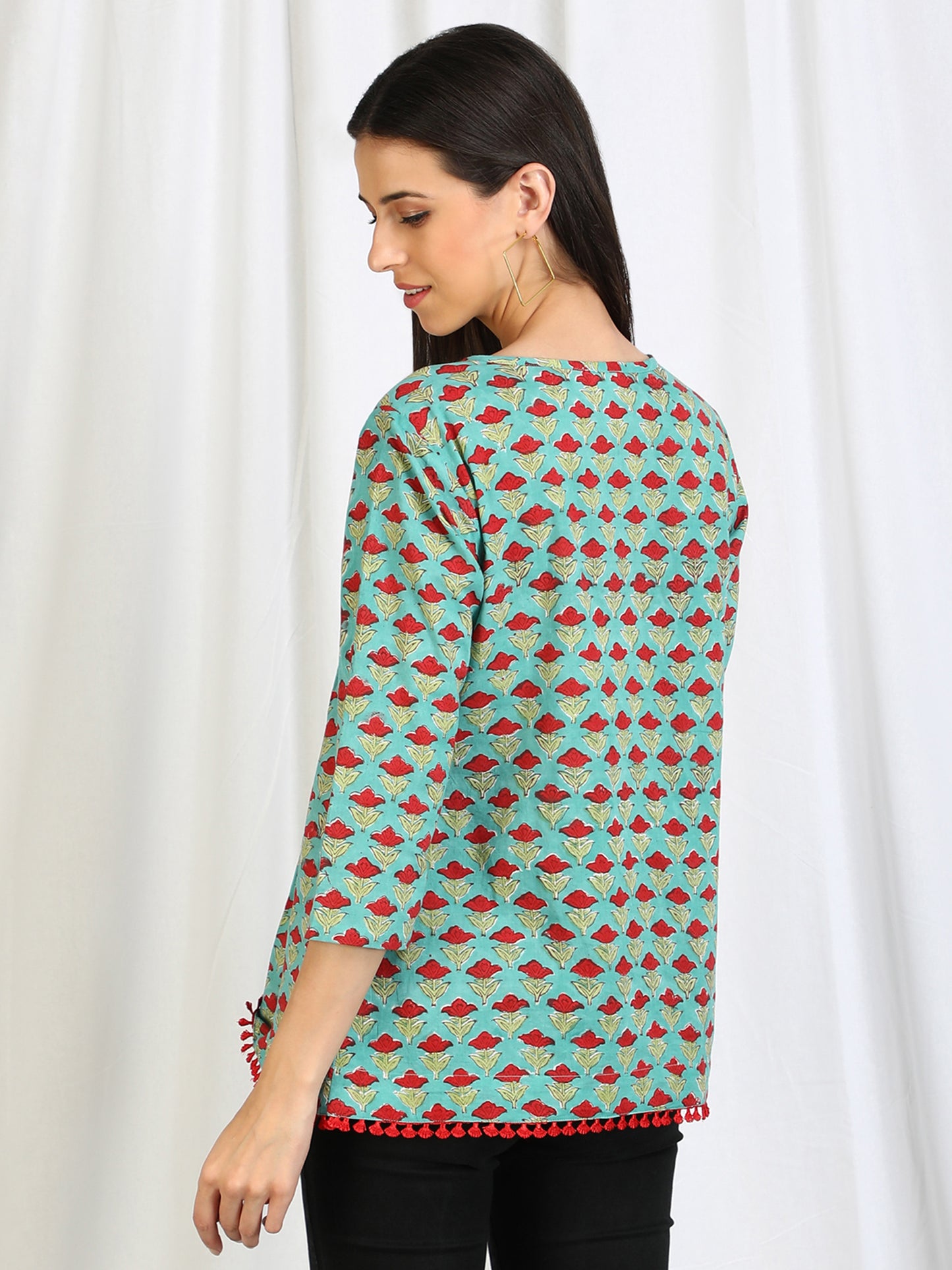 block print cotton tops online darzaania