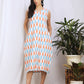 white ikat cotton boho dress