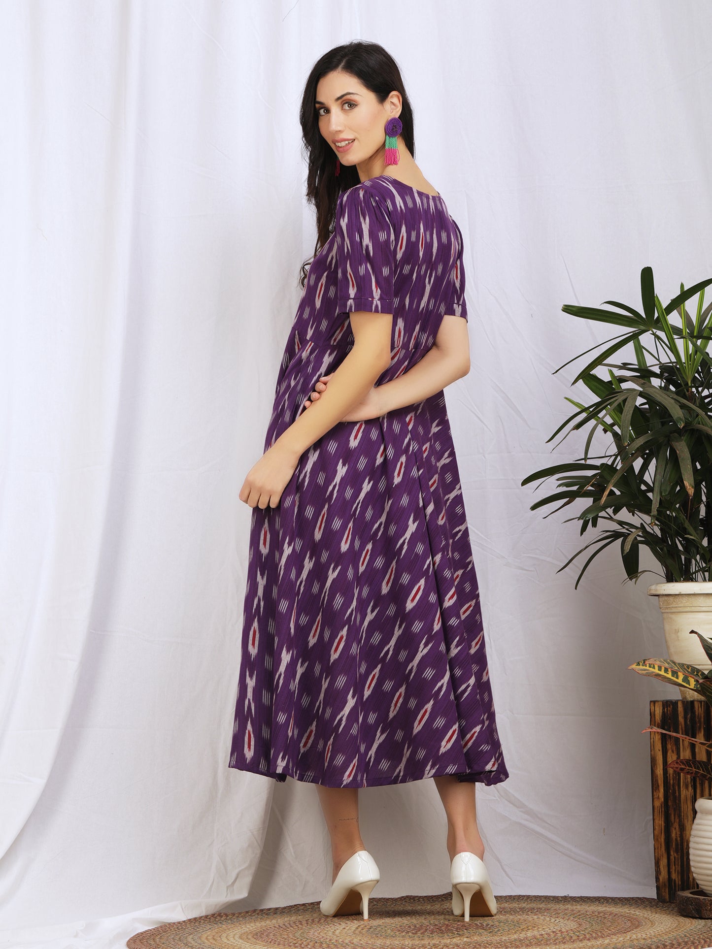 Darzaania Ikat Cotton Maxi Dresses