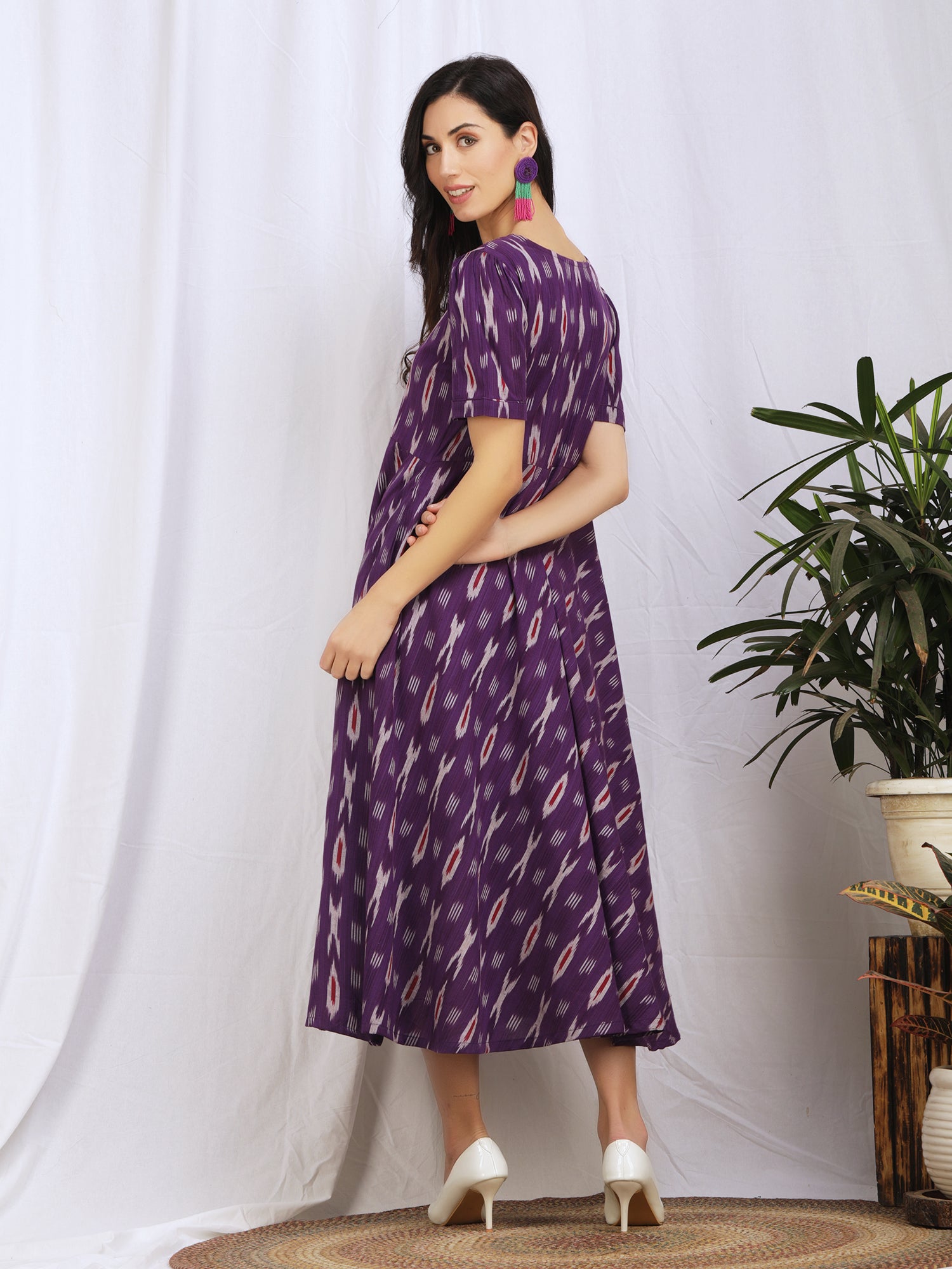 Darzaania Ikat Cotton Maxi Dresses