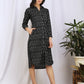 Black ikat collared dress