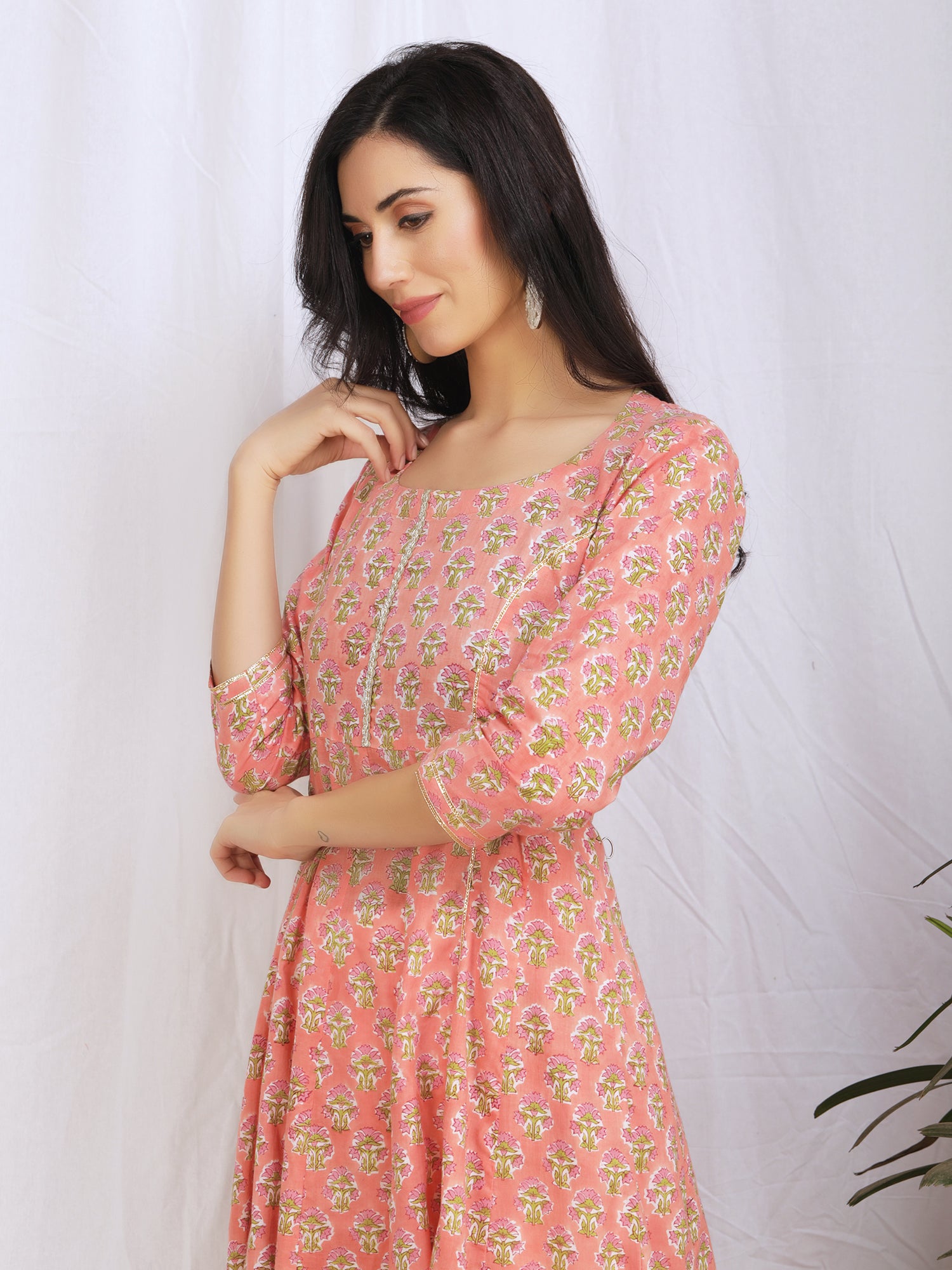 Pink Anarkali Kurti Darzaania